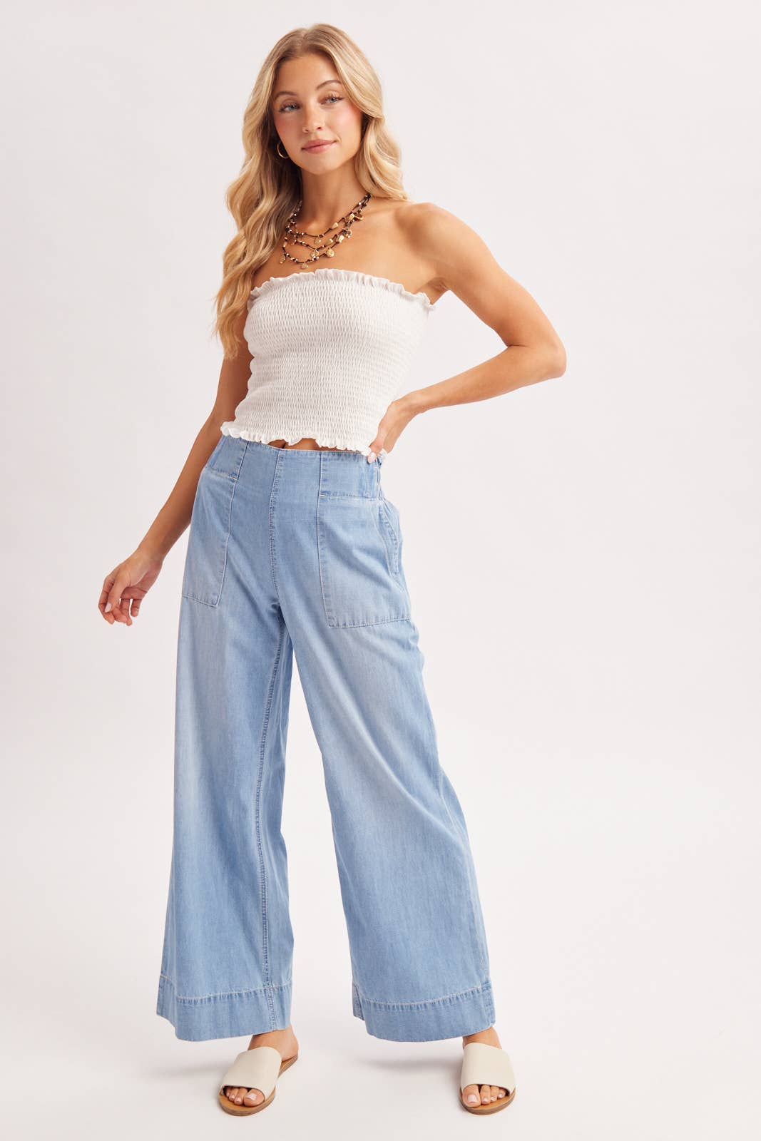 Light Wash High Rise Wide Leg Jeans