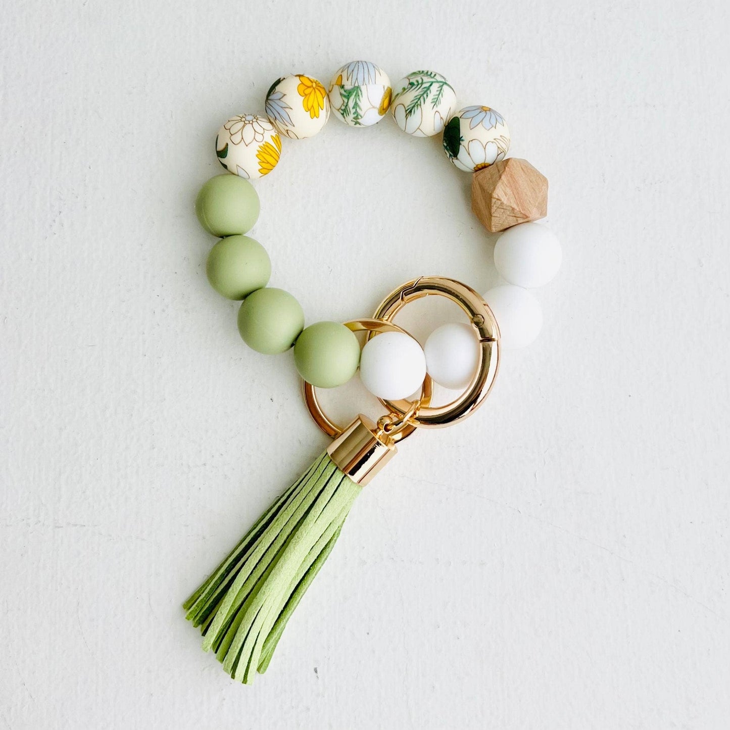 Bangle Keychain | Silicone Wristlet Key Ring | Bead Bracelet: