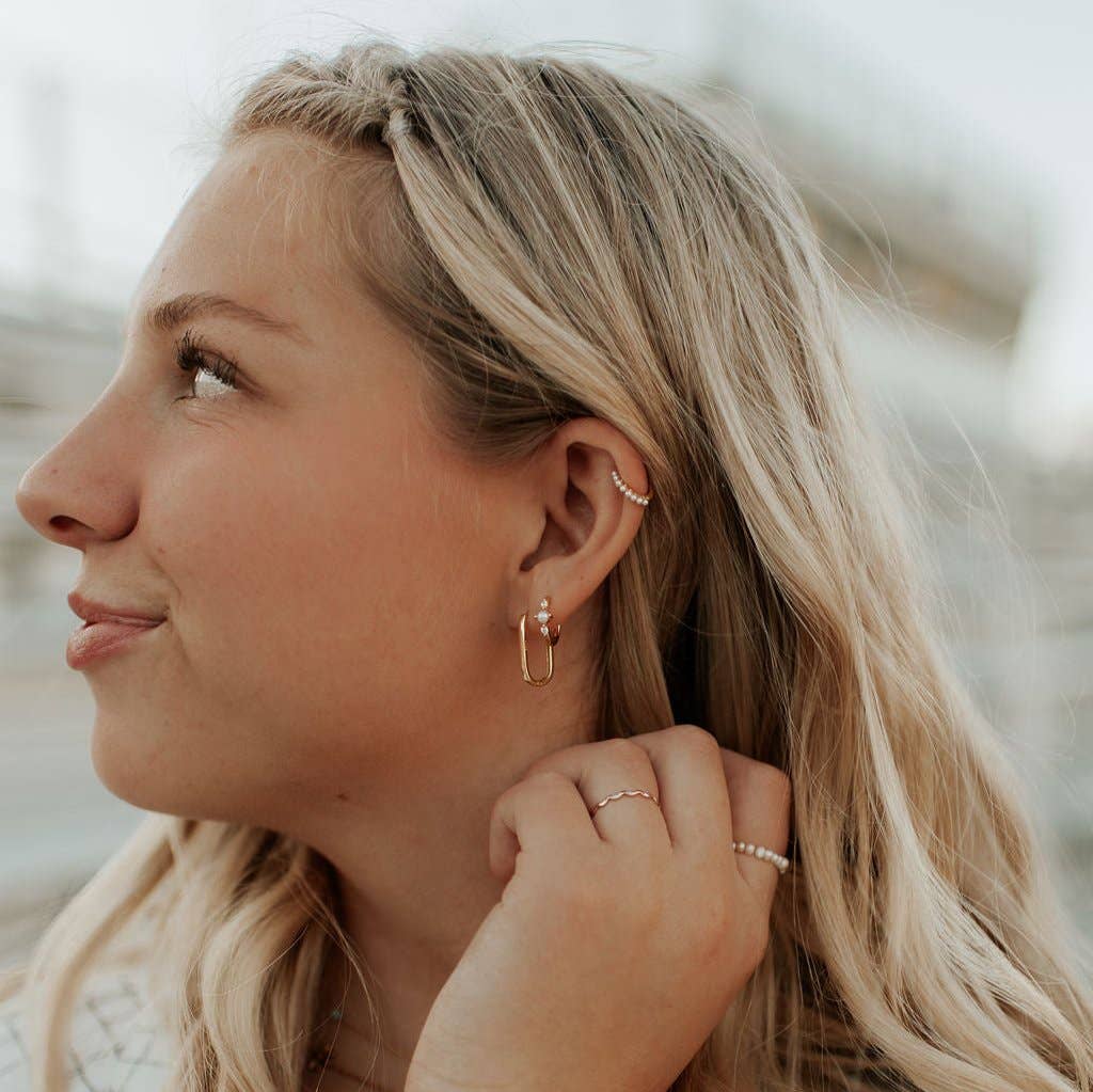 Grace Pearl Hoops: Silver