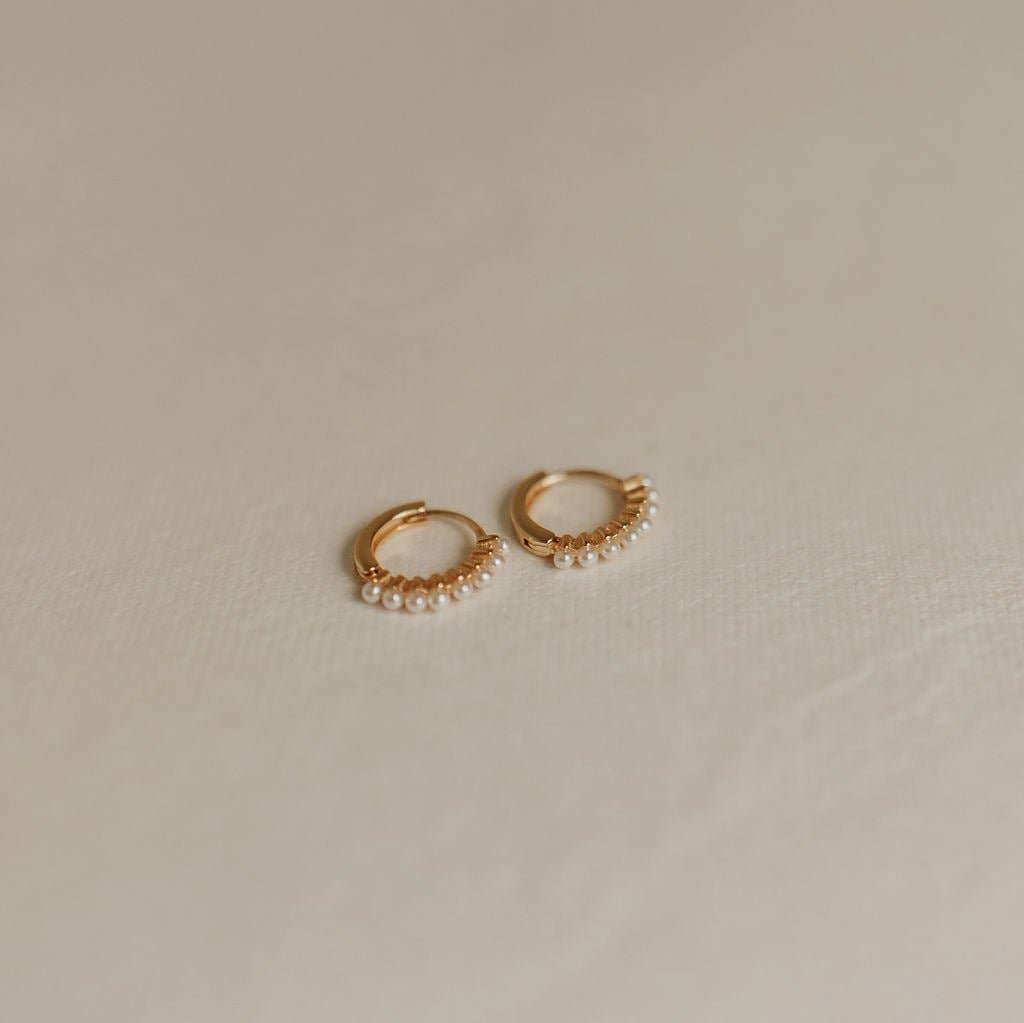 Grace Pearl Hoops: Silver