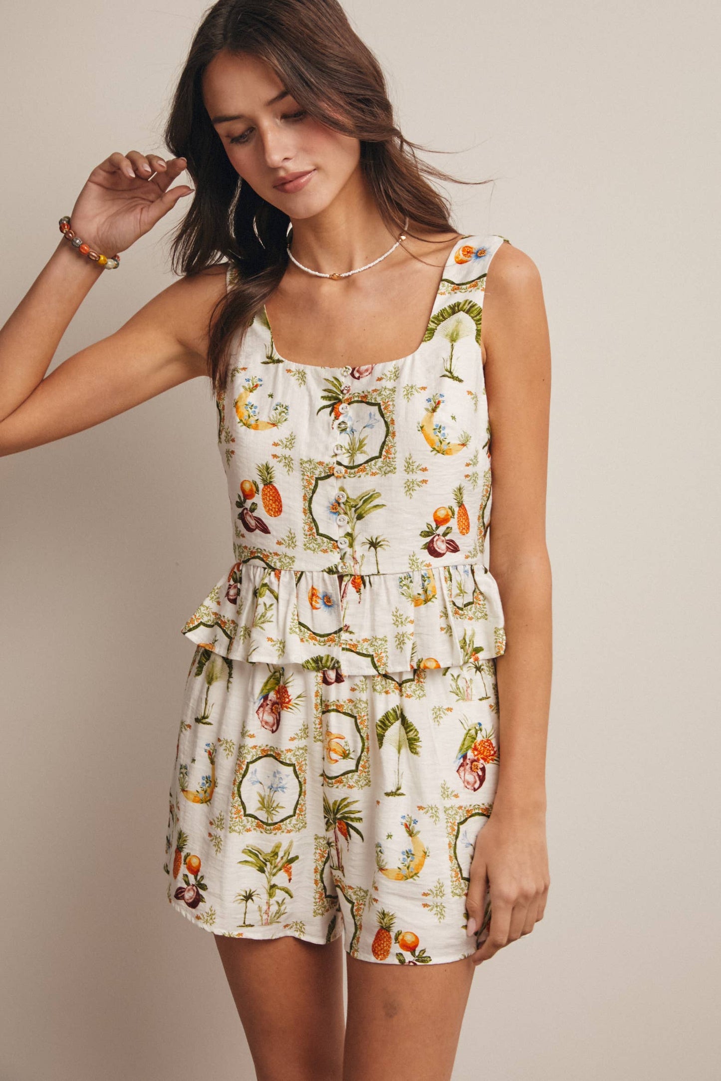 Tropical Print Lined Shorts