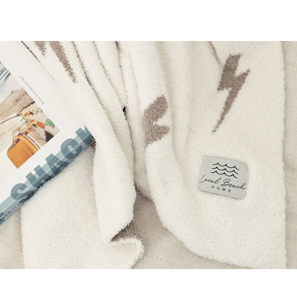 Lightning Bolt Luxe Home Blanket: Dark Grey/Slate