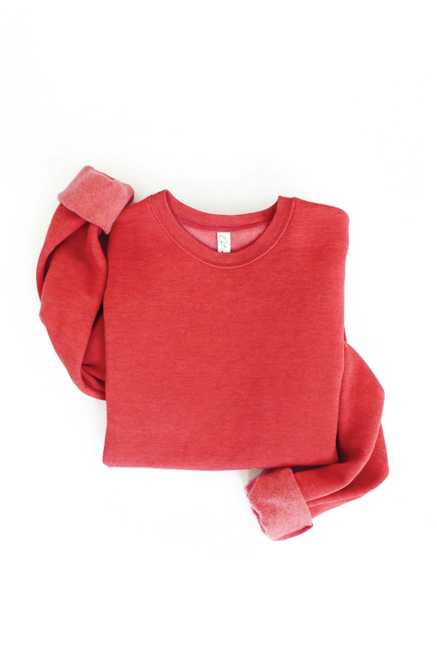 Premium Basic Solid Graphic Sweatshirt: CRANBERRY HEATHER / S