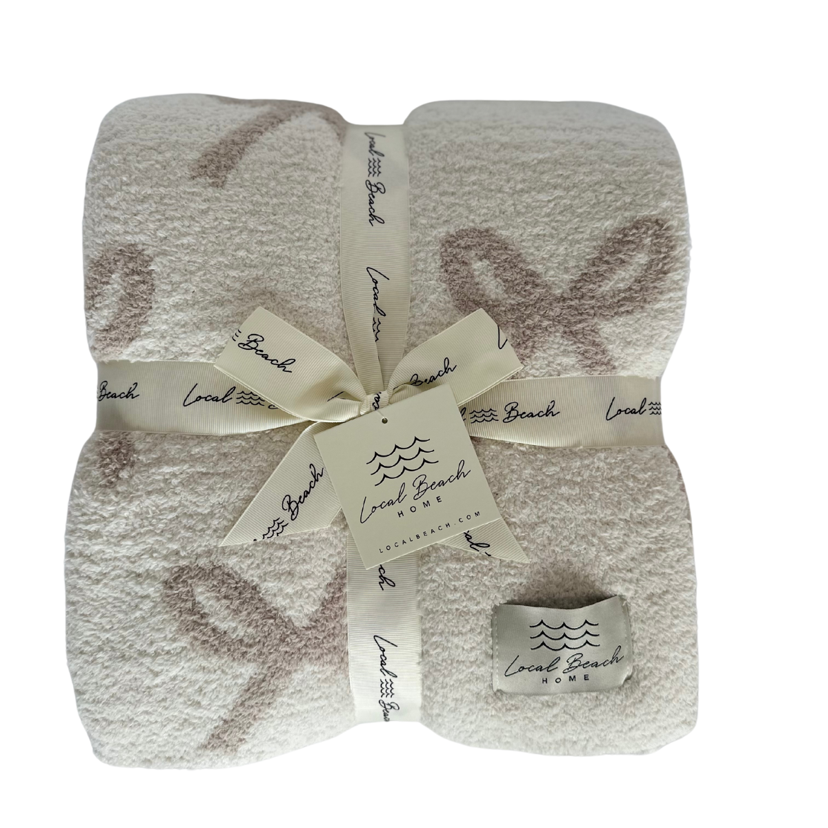 local beach Bow Luxe Home Blanket: Cream/Sand