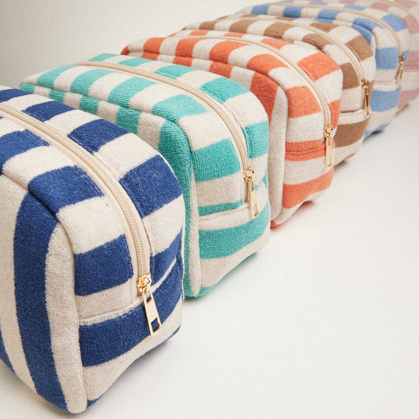 Terry Fabric Striped Multi-Purpose Pouch: Coral / One / 5AC78047