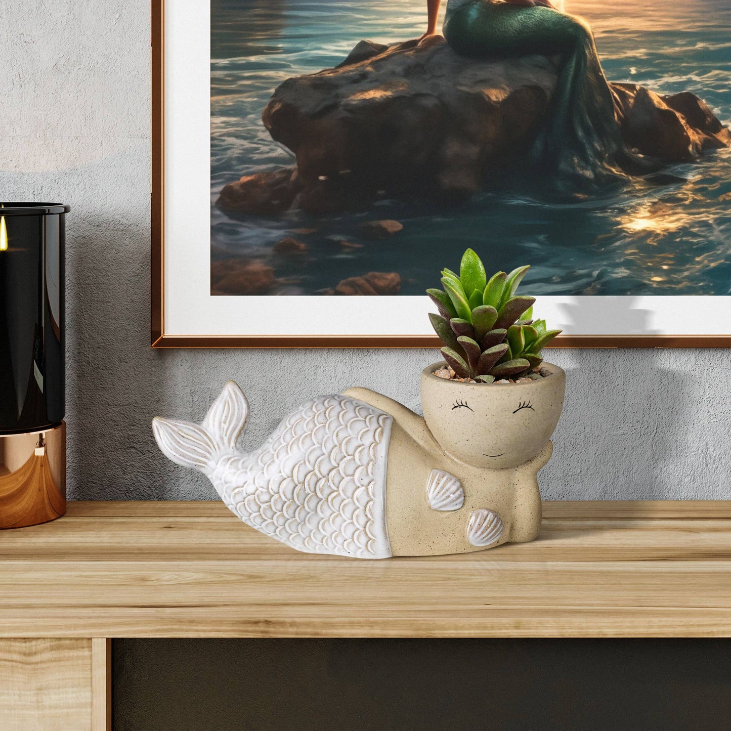 Mermaid Cachepot, Ceramic
