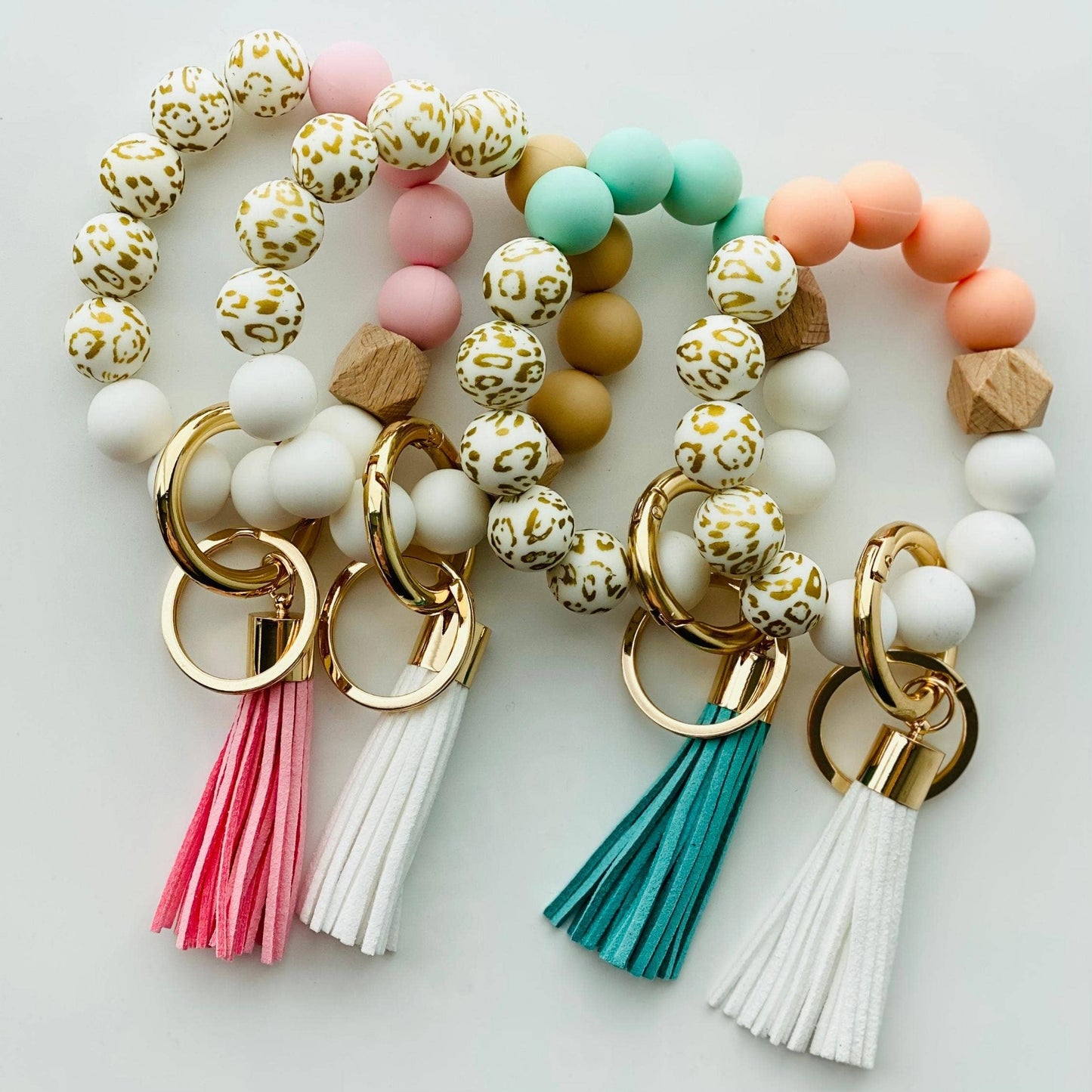 Bangle Keychain | Silicone Wristlet Key Ring | Bead Bracelet: