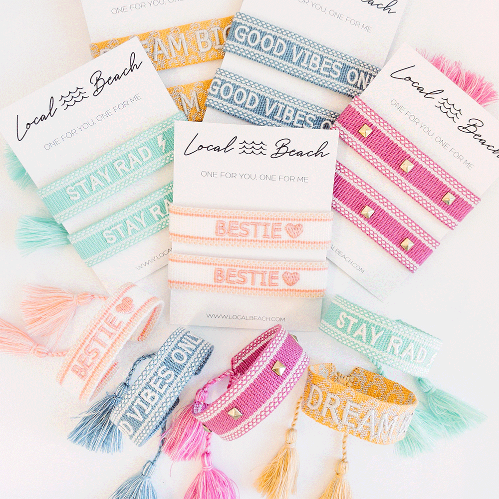 Local Beach KIDS Friendship Bracelets: Bestie White/Coral