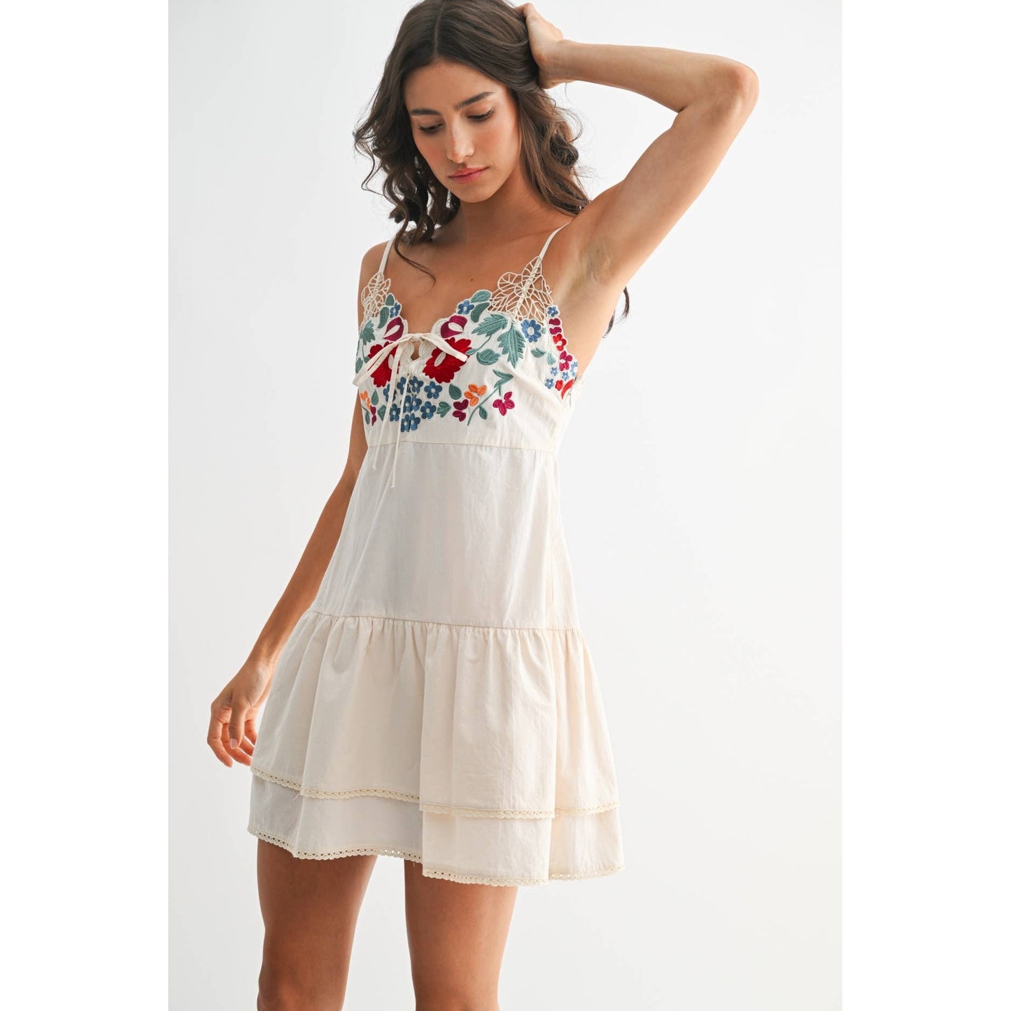Embroidered Floral Mini Dress