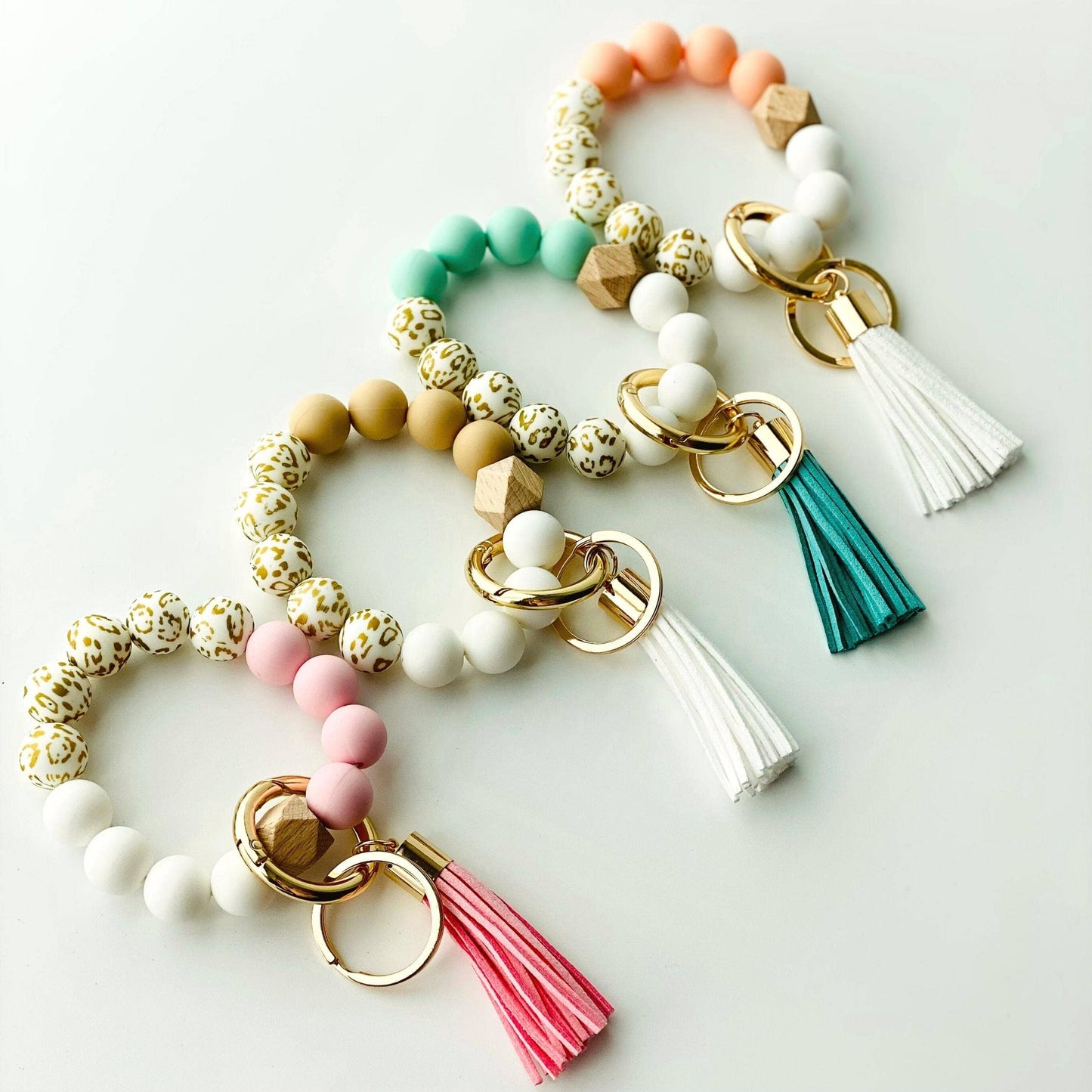 Bangle Keychain | Silicone Wristlet Key Ring | Bead Bracelet: