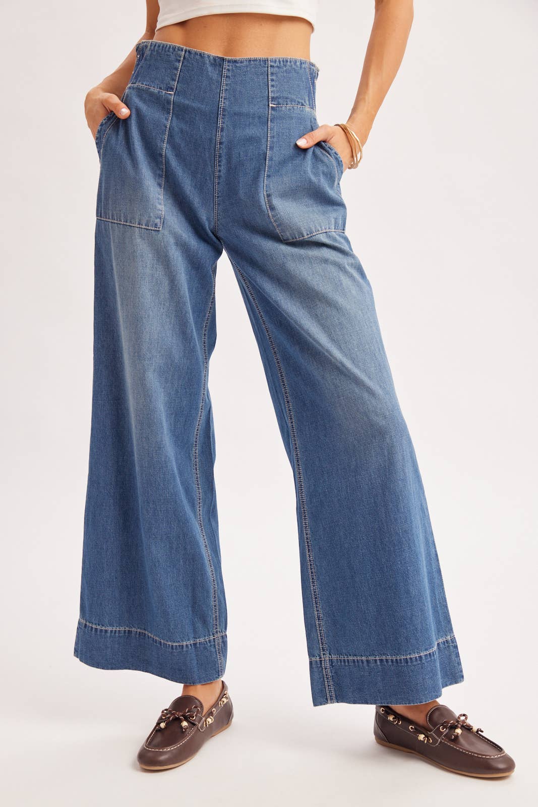 Light Wash High Rise Wide Leg Jeans