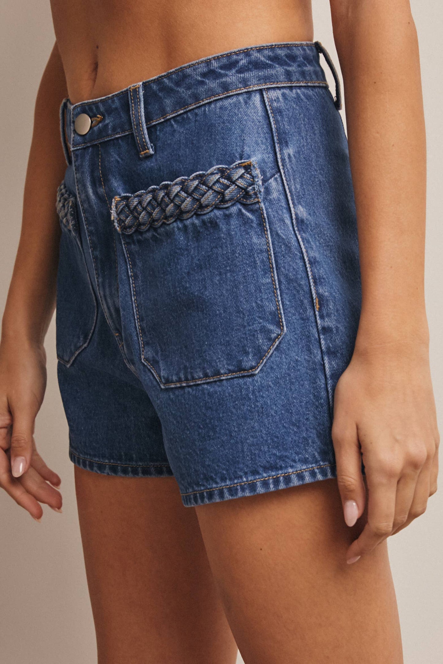Forte - Braided Pocket Denim Shorts FP0015