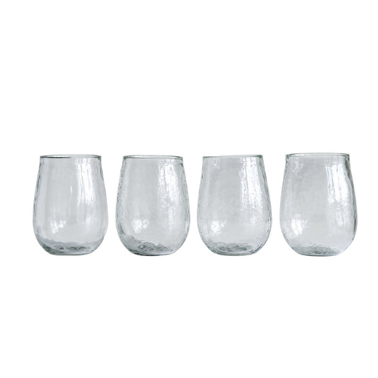 Hammered Stemless Wine Glass