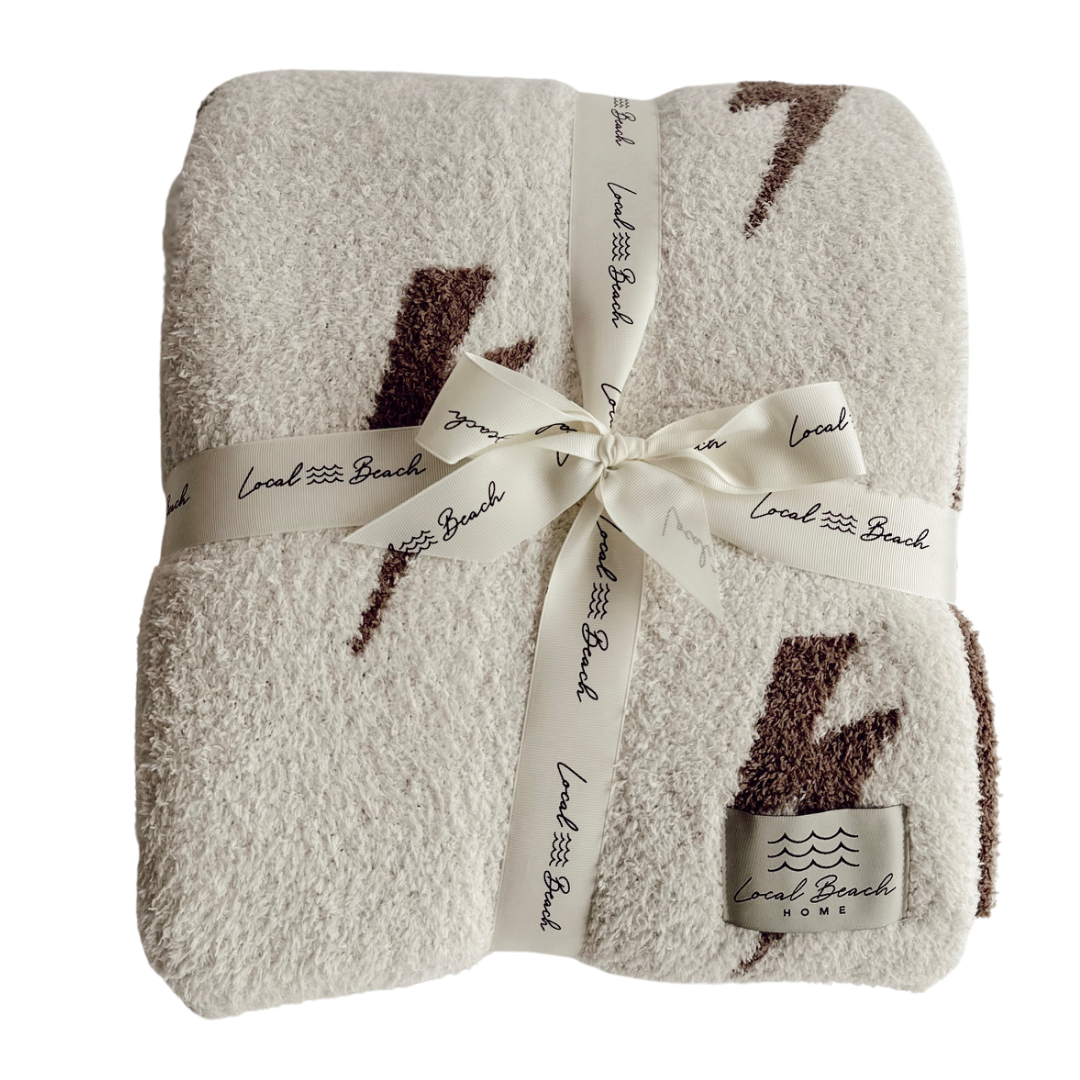 Lightning Bolt Luxe Home Blanket: Dark Grey/Slate