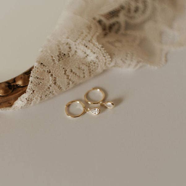 April Raindrop Dangle Hoops: Silver