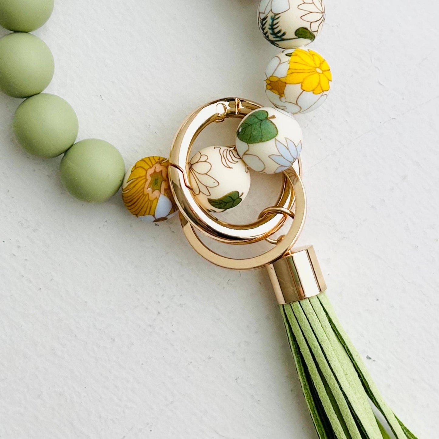 Bangle Keychain | Silicone Wristlet Key Ring | Bead Bracelet: