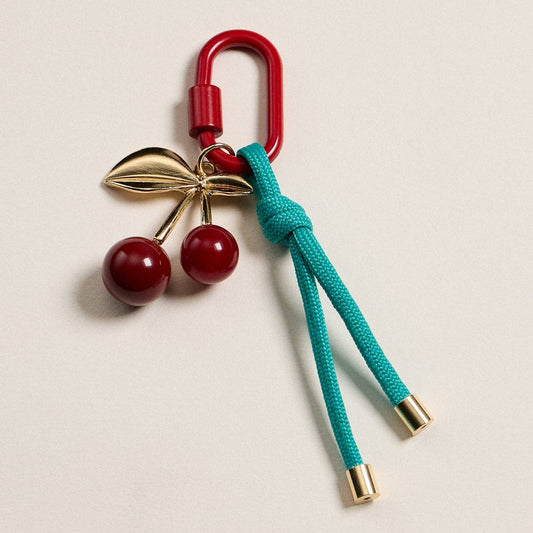 Enamel Cherry Charm Keychain with Rope Accent: MT / ONE
