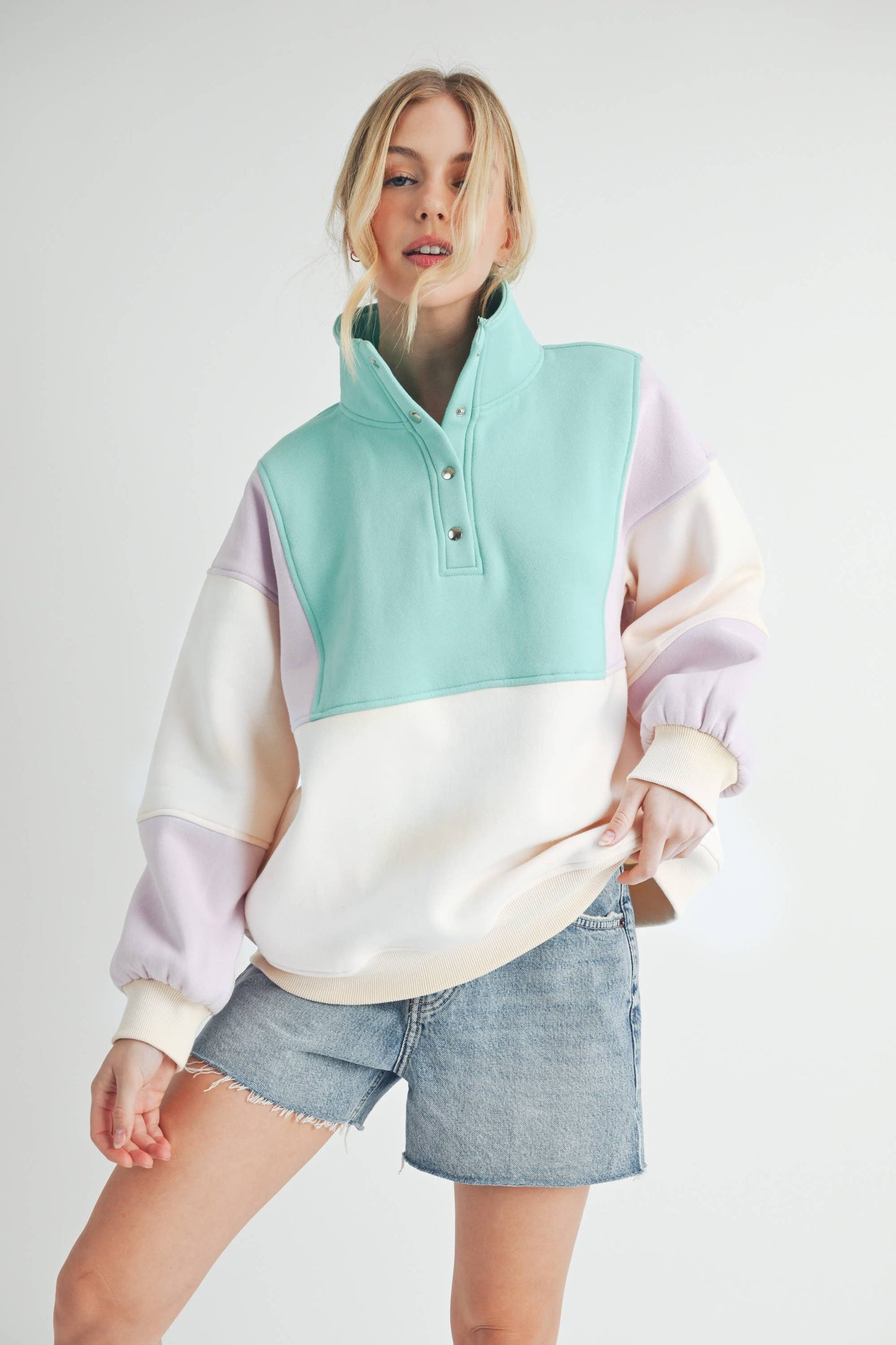 992EK Glo Colorblock Pullover: Coffee Navy / Contemporary