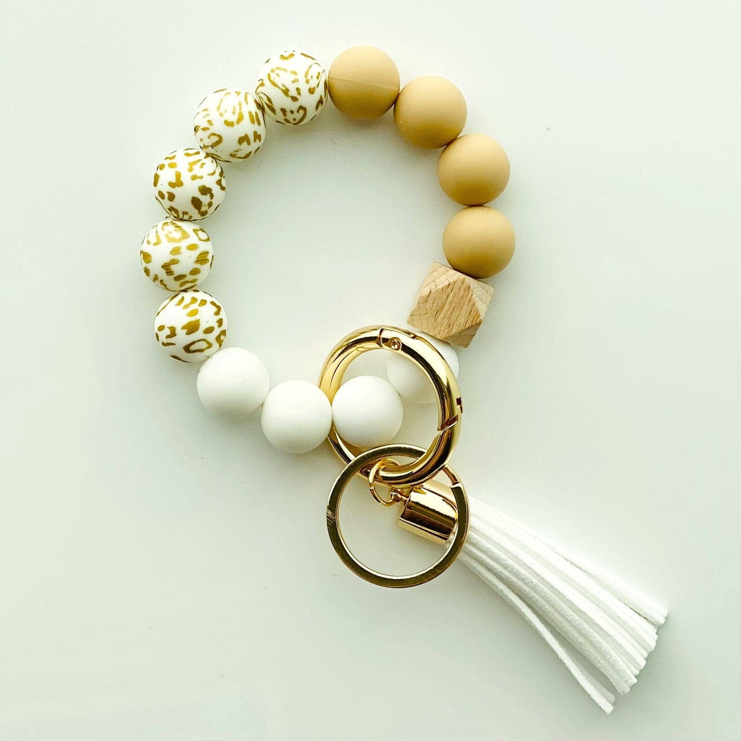 Bangle Keychain | Silicone Wristlet Key Ring | Bead Bracelet: