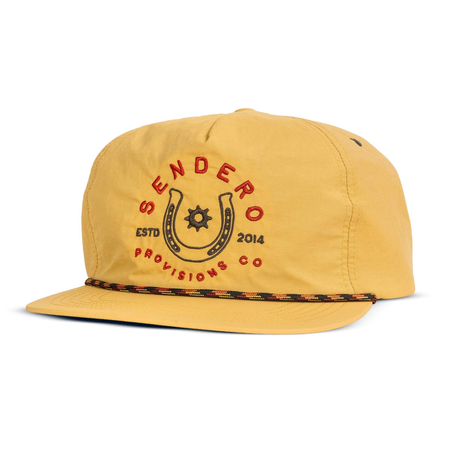 Yellow cap with Sendero Provisions Co logo on a white background