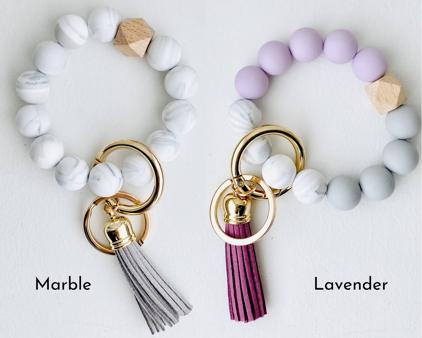 Bangle Keychain | Silicone Wristlet Key Ring | Bead Bracelet: