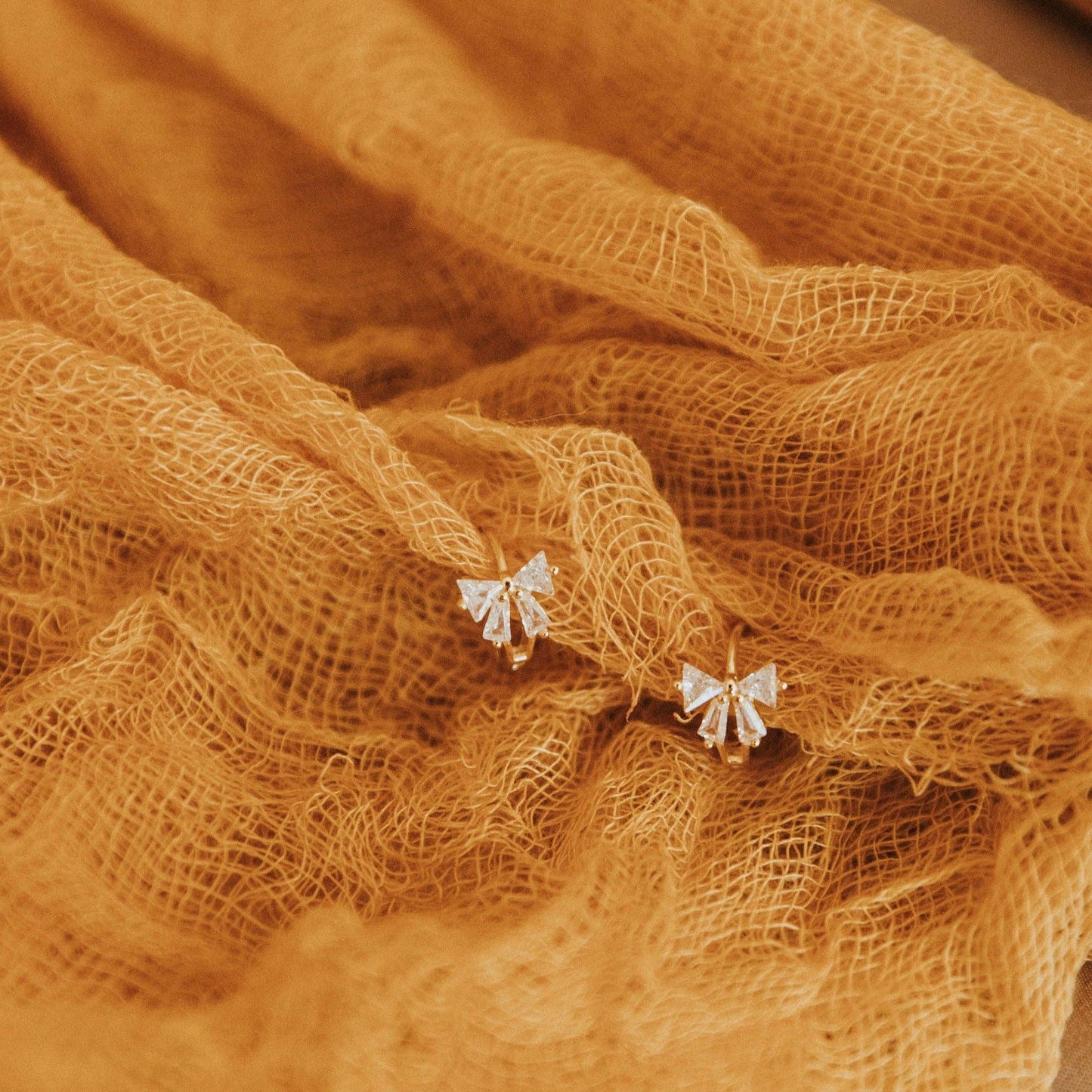 Lucy Diamond Bow Hoops: Silver