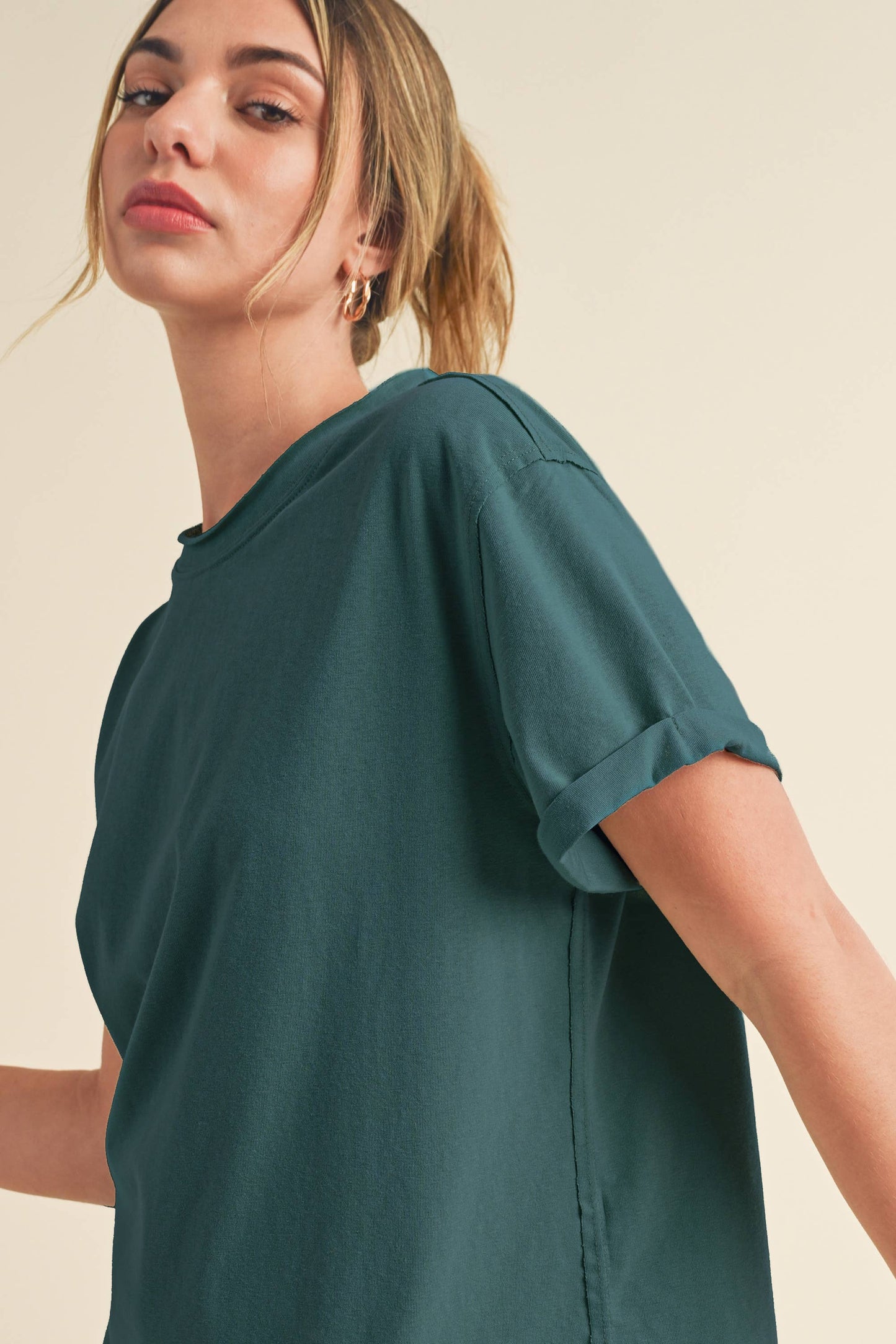 8314DN Mali Baby Tee Short Sleeve Top: Black / Contemporary