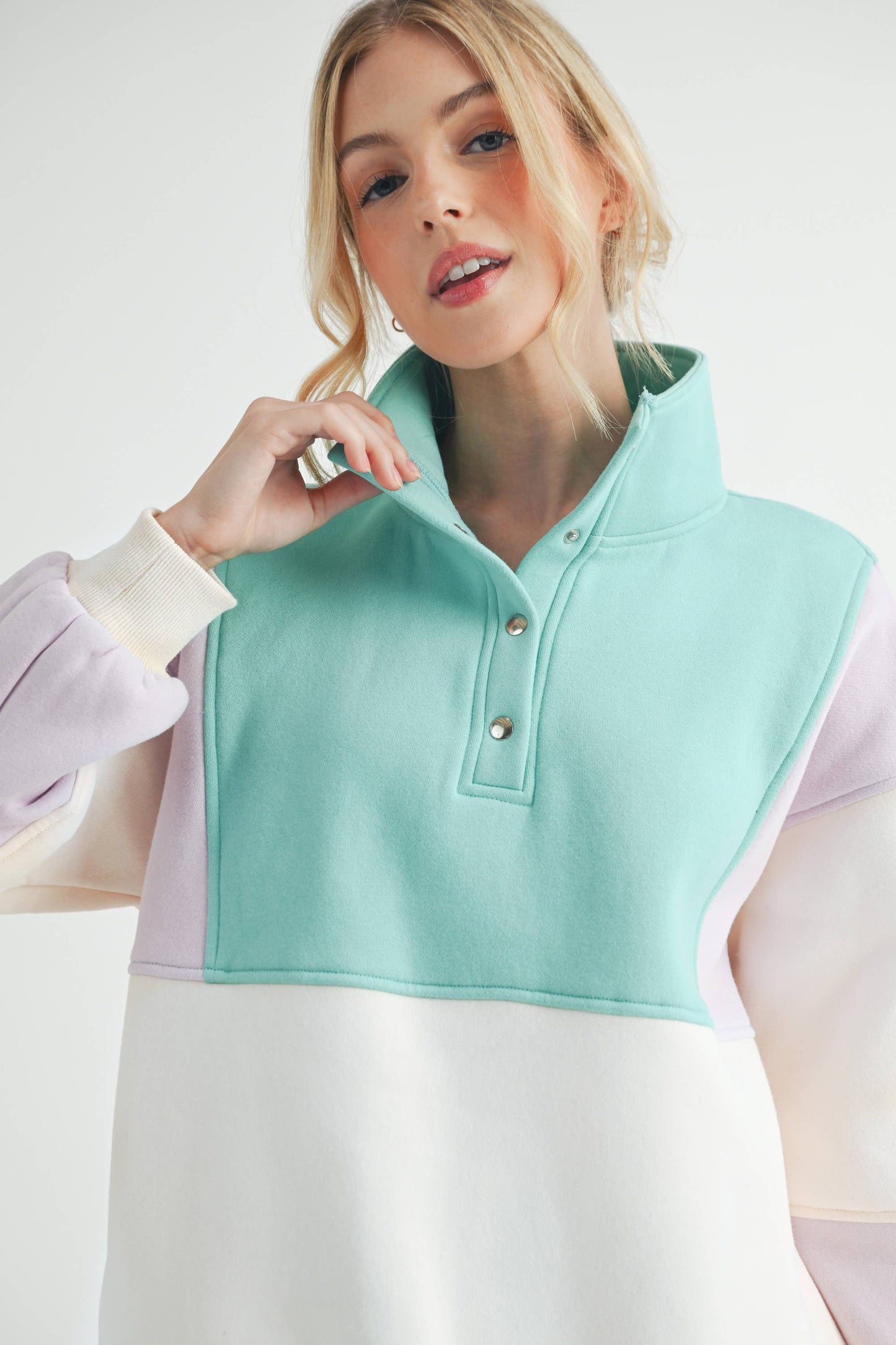 992EK Glo Colorblock Pullover: Coffee Navy / Contemporary