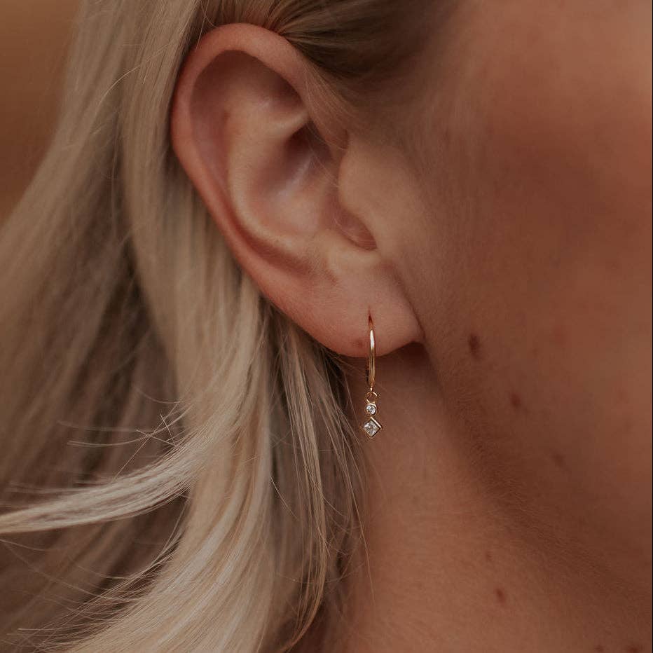 Willow Diamond Dangle Hoops
