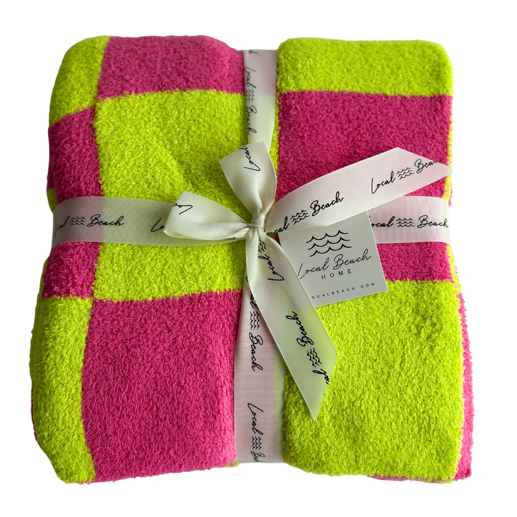 Checker Luxe Home Blanket: Bubble Gum/Orange