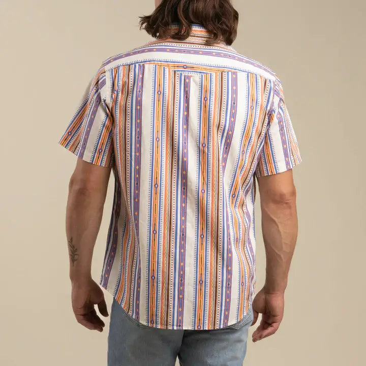 Serape Pearl Snap Short Sleeve - Southwest Stripe - Cobalt