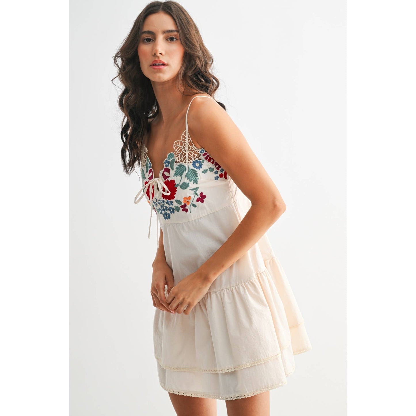 Embroidered Floral Mini Dress