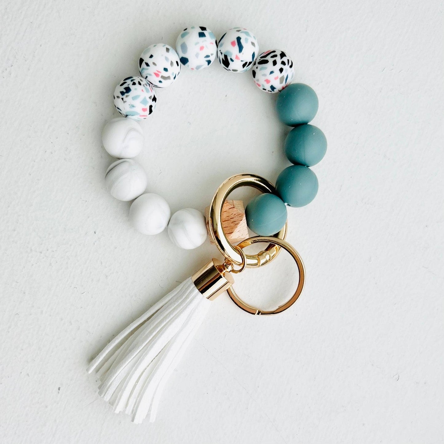 Bangle Keychain | Silicone Wristlet Key Ring | Bead Bracelet: