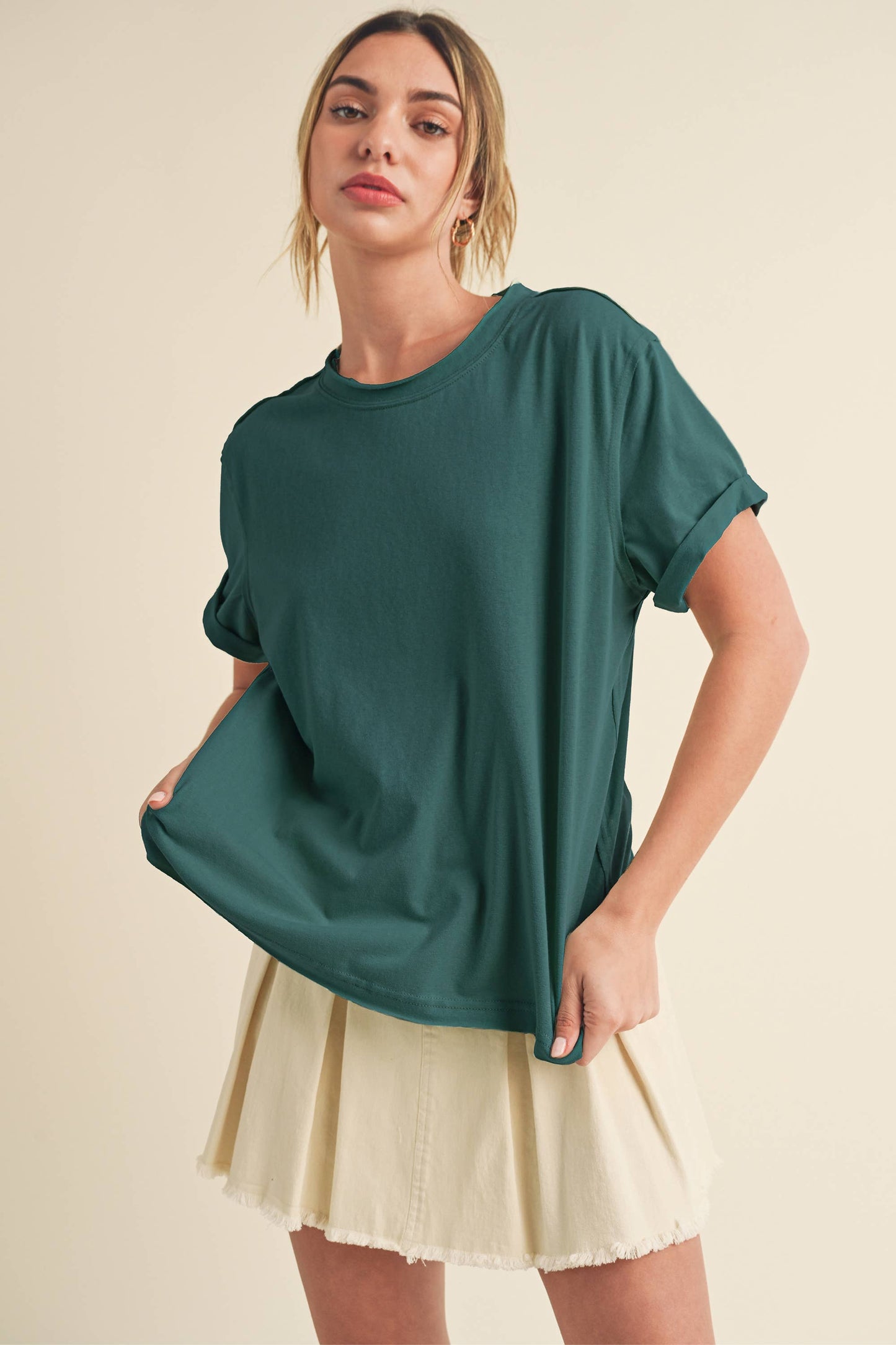 8314DN Mali Baby Tee Short Sleeve Top: Teal / Contemporary