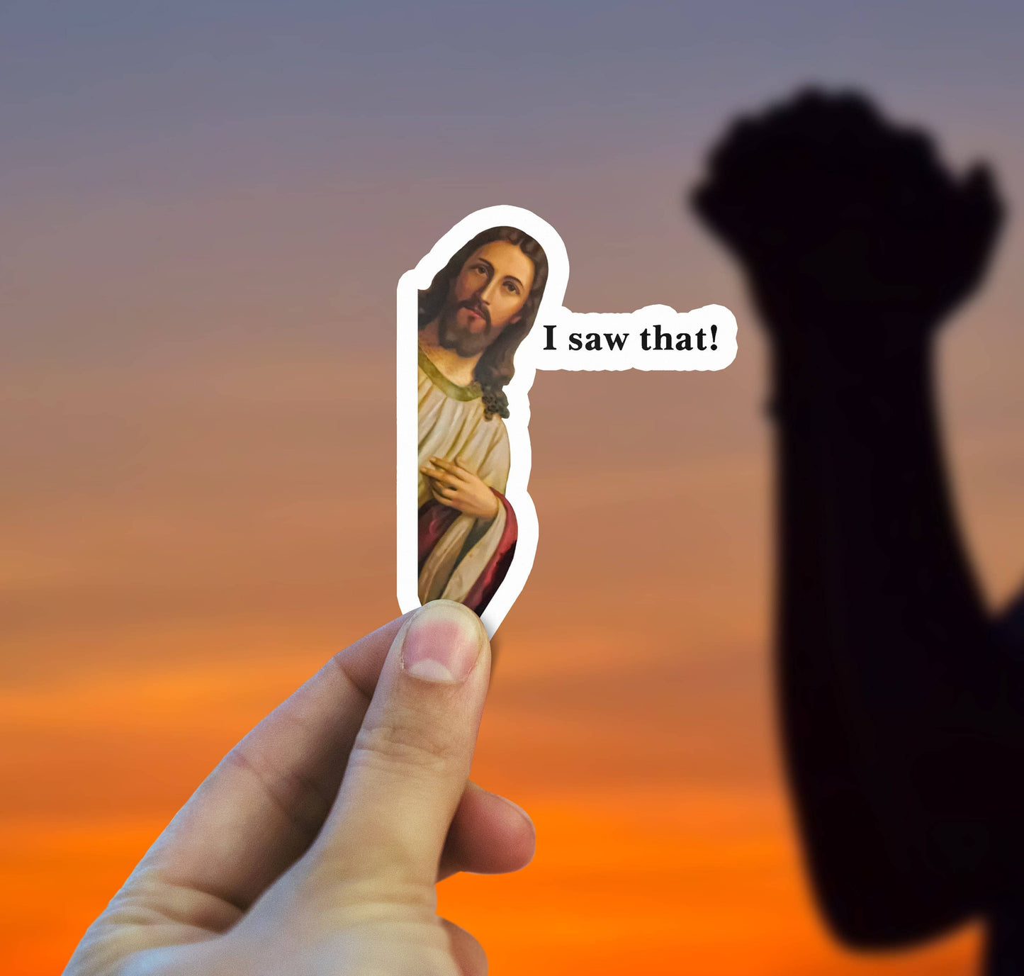 Jesus I Saw That Sticker, Funny Jesus Sticker, I Saw That Waterproof Vinyl Sticker Decal for Laptop, Hydroflask, Car, Cooler