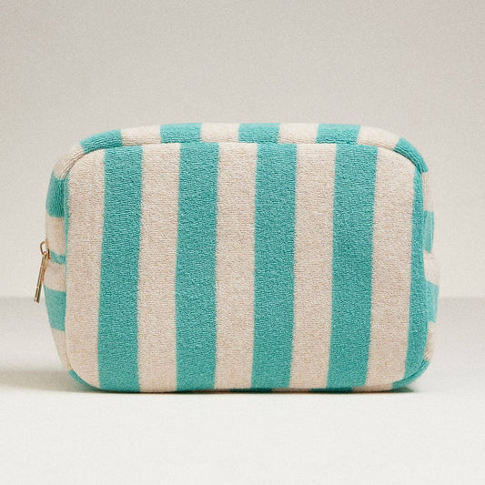 Terry Fabric Striped Multi-Purpose Pouch: Emerald / One / 5AC78047