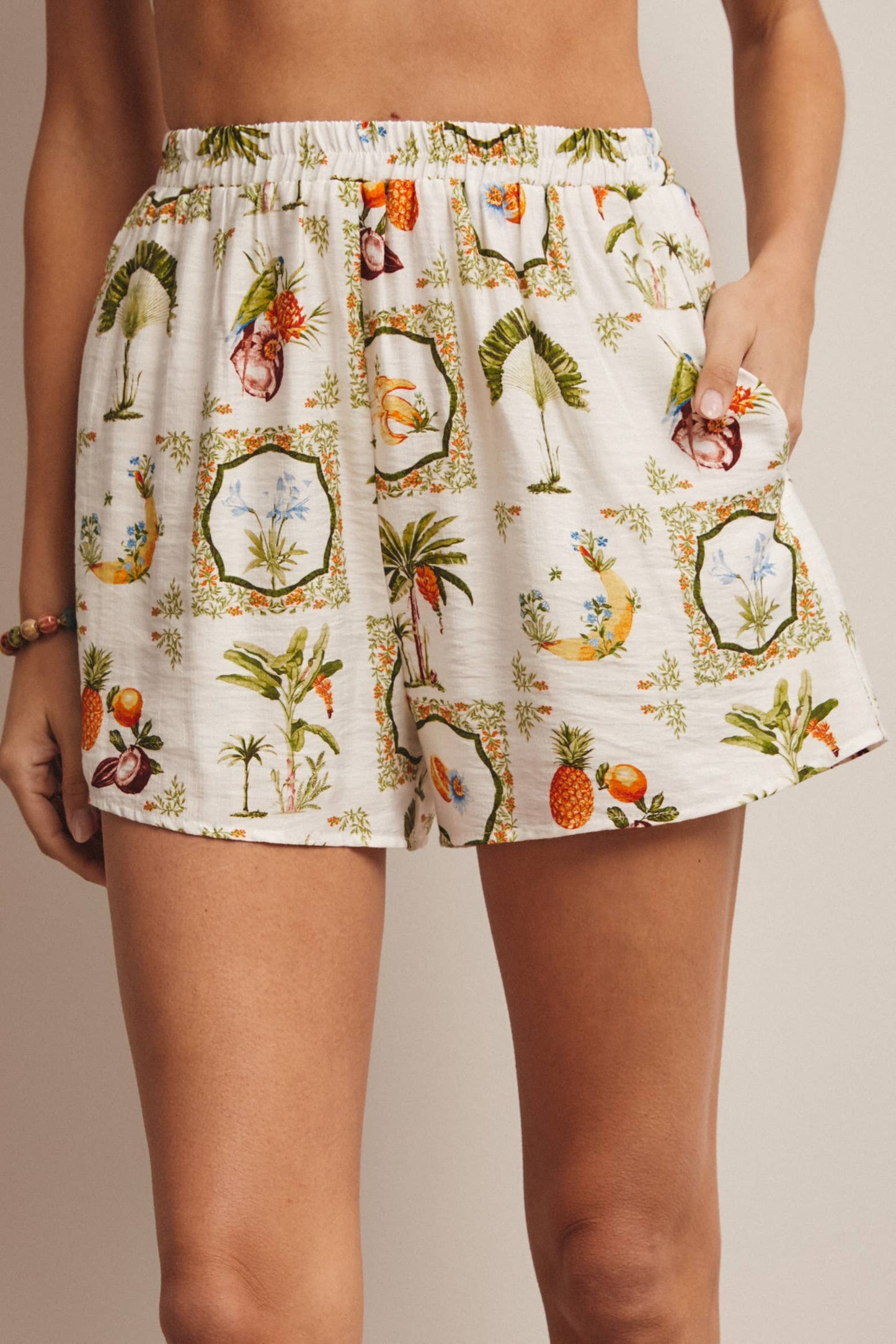 Tropical Print Lined Shorts
