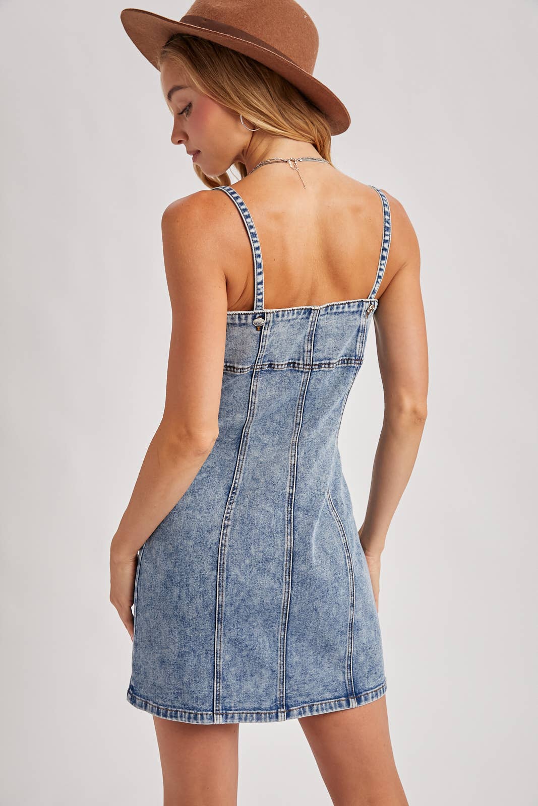 Denim Button Front Mini Dress
