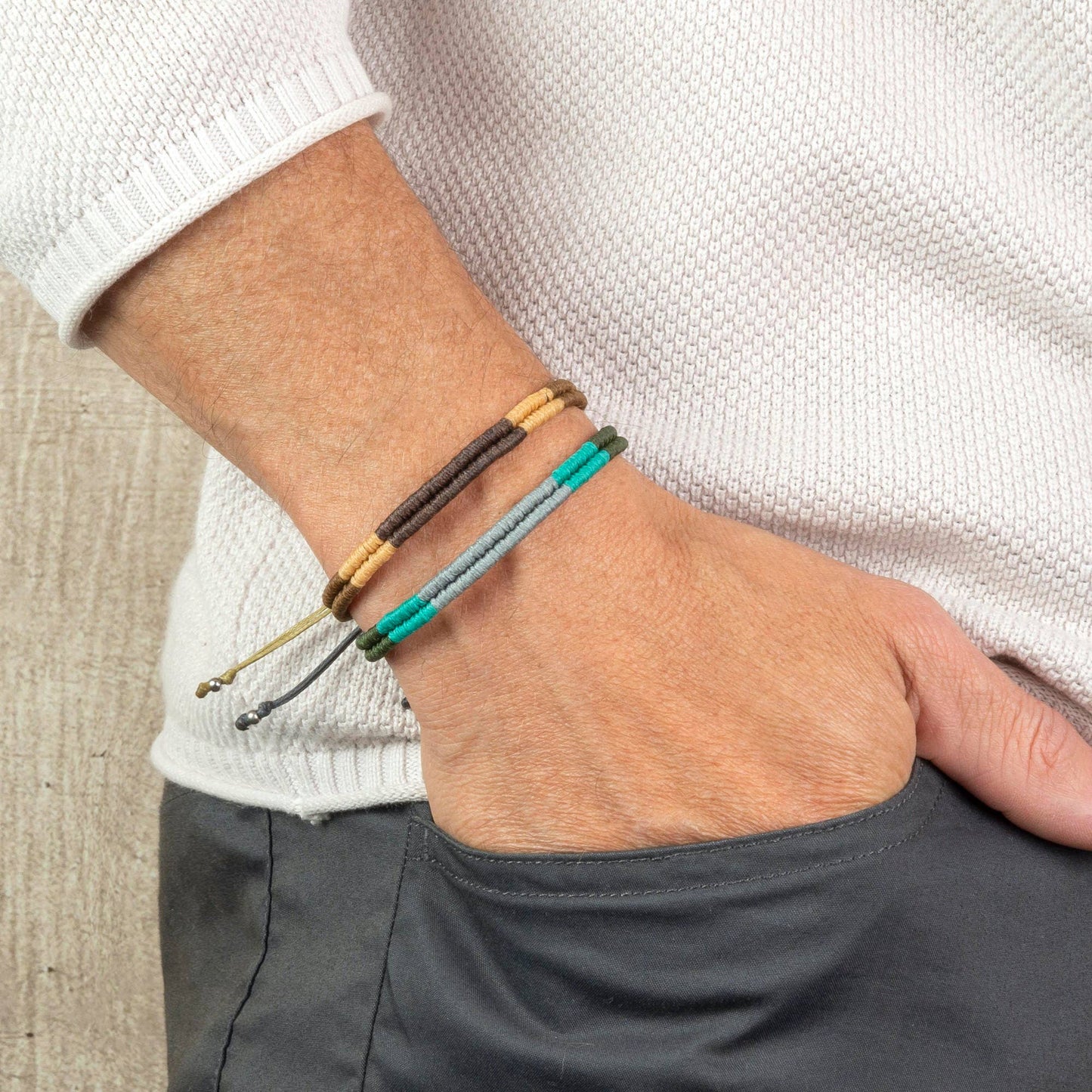 Men's Rope Bracelet | Surfer Bracelet | Waterproof | : Orange-Black-Red