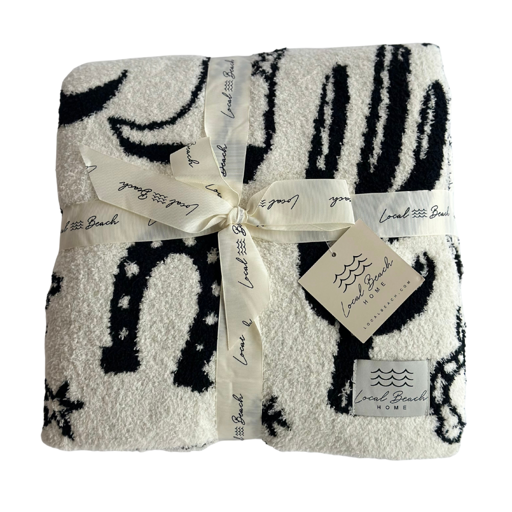 local beach Western Luxe Home Blanket: Neon Pink/Cream