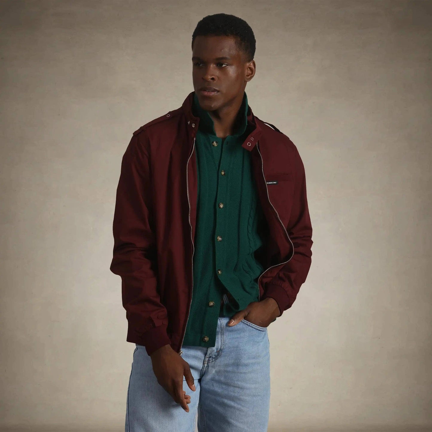 Men's Classic Iconic Racer Jacket: Khaki / L