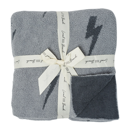 Lightning Bolt Luxe Home Blanket: Dark Grey/Slate