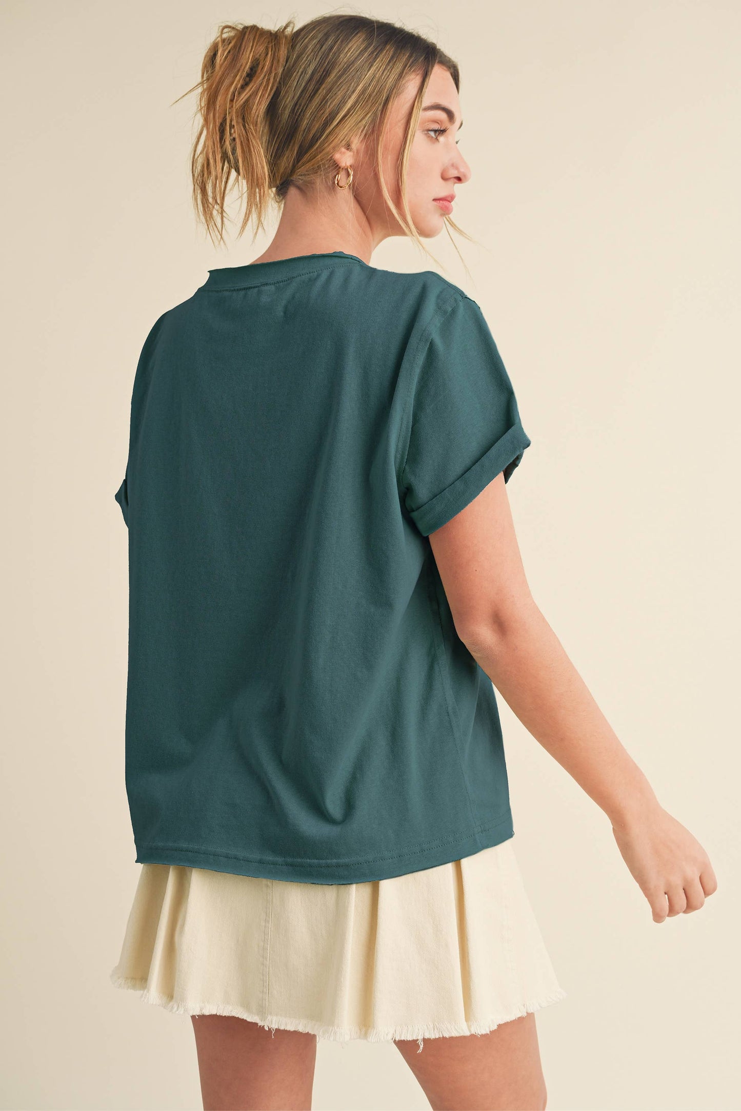 8314DN Mali Baby Tee Short Sleeve Top: Black / Contemporary