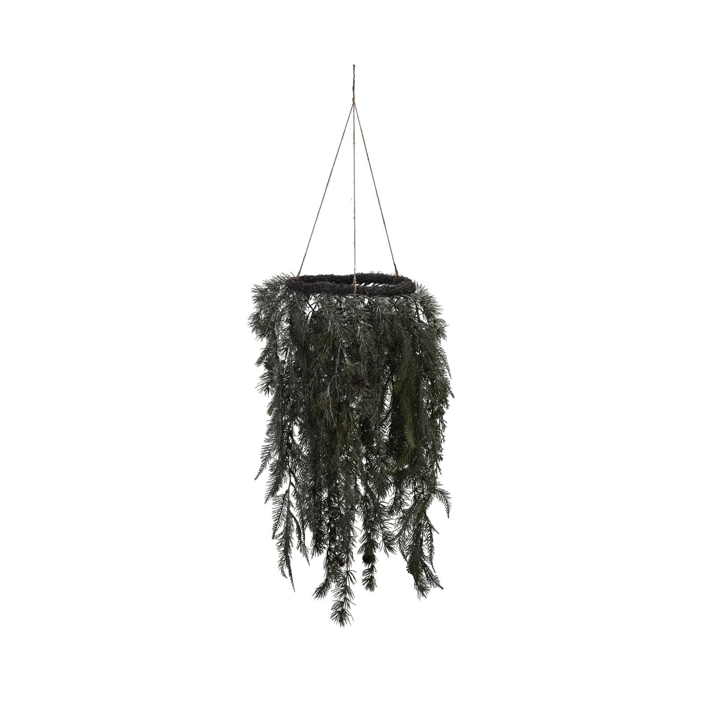 Hanging Faux Evergreen Wreath with Pinecones