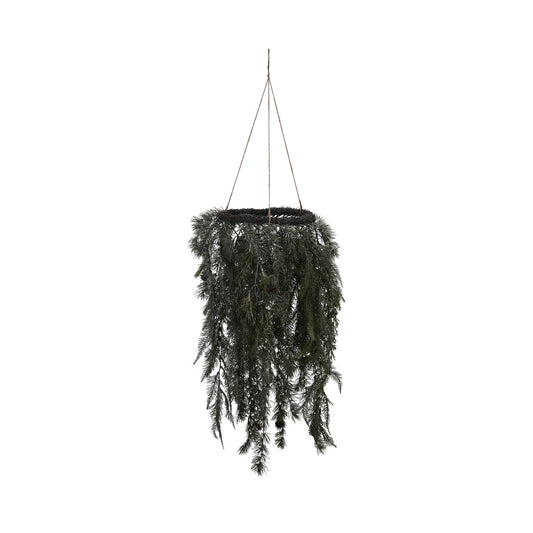 Hanging Faux Evergreen Wreath with Pinecones